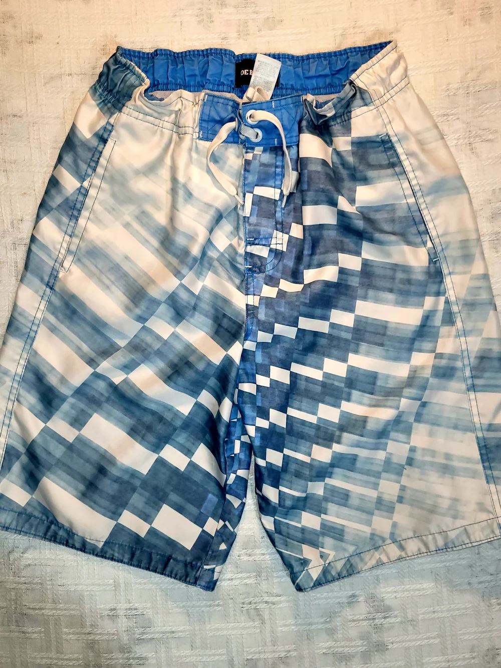Joe Boxes Blue Geometric Swim Trunks Boy's Size 8